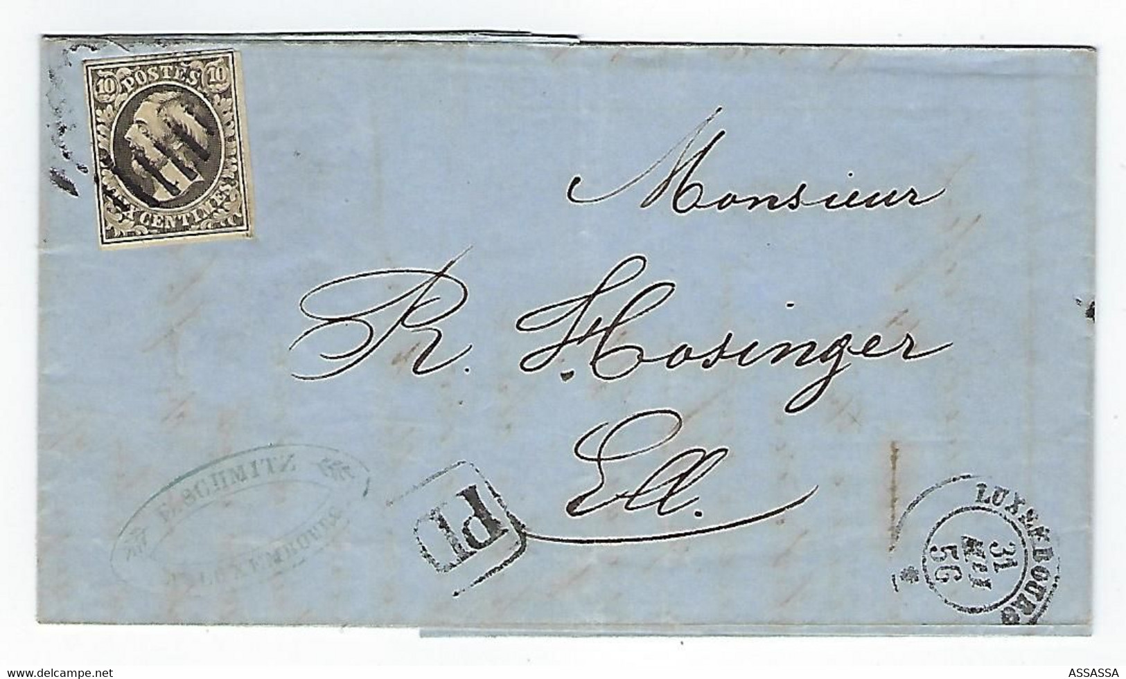 LUXEMBOURG - LETTRE - 1856 GUILLAUME III Vers ELL - Belle Petite Lettre - - 1852 William III