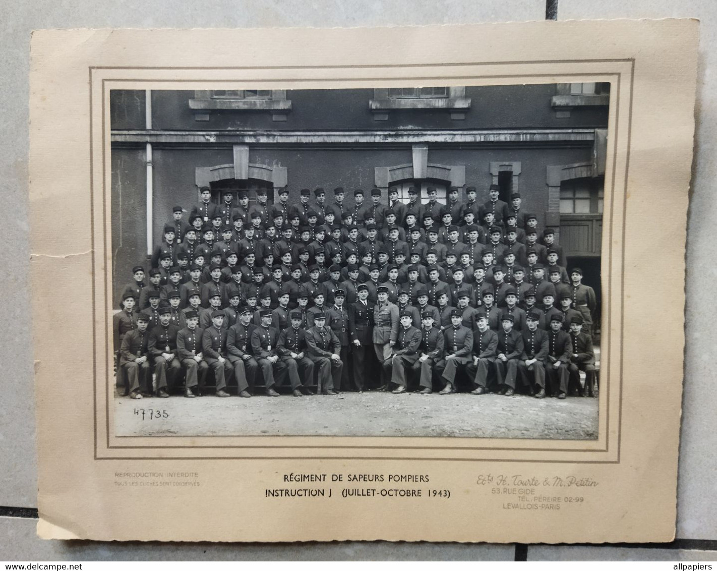 Photographie Originale Régiment De Sapeurs Pompiers Instruction J (Juillet-Octobre 1943) Ets H. Tourte & M. Petitin - Firemen