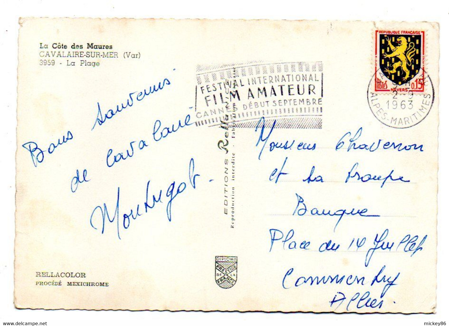 CAVALAIRE SUR MER -1963-- La Plage (animée)..........cachet CANNES--Festival Du Film Amateur..........à Saisir - Cavalaire-sur-Mer
