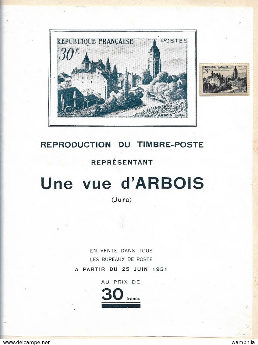 France N°905 Vue D'Arbois Annonce Publicitaire Pour La Mise En Vente Du Timbre. - Nuovi