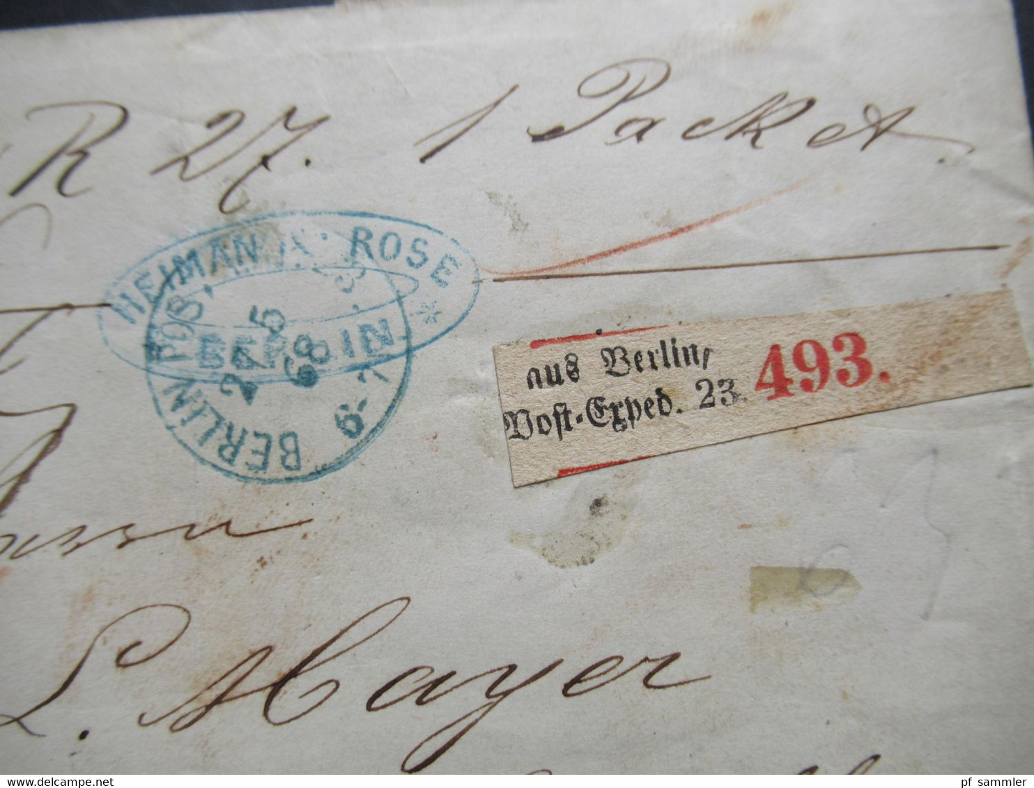 AD NDP 1868 Nr.4 Und 6 MiF Paketbegleitbrief Blaue Stempel Berlin Post Expedition Klebezettel Aus Berlin Nach Heidelberg - Lettres & Documents