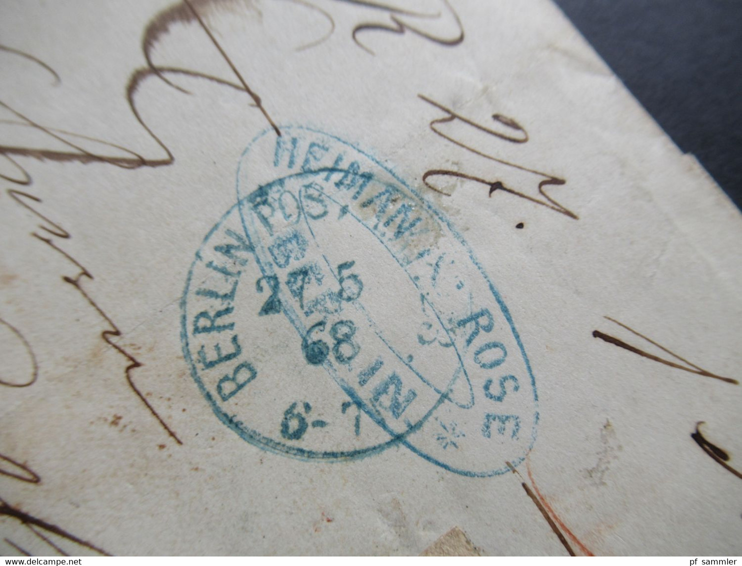 AD NDP 1868 Nr.4 Und 6 MiF Paketbegleitbrief Blaue Stempel Berlin Post Expedition Klebezettel Aus Berlin Nach Heidelberg - Lettres & Documents