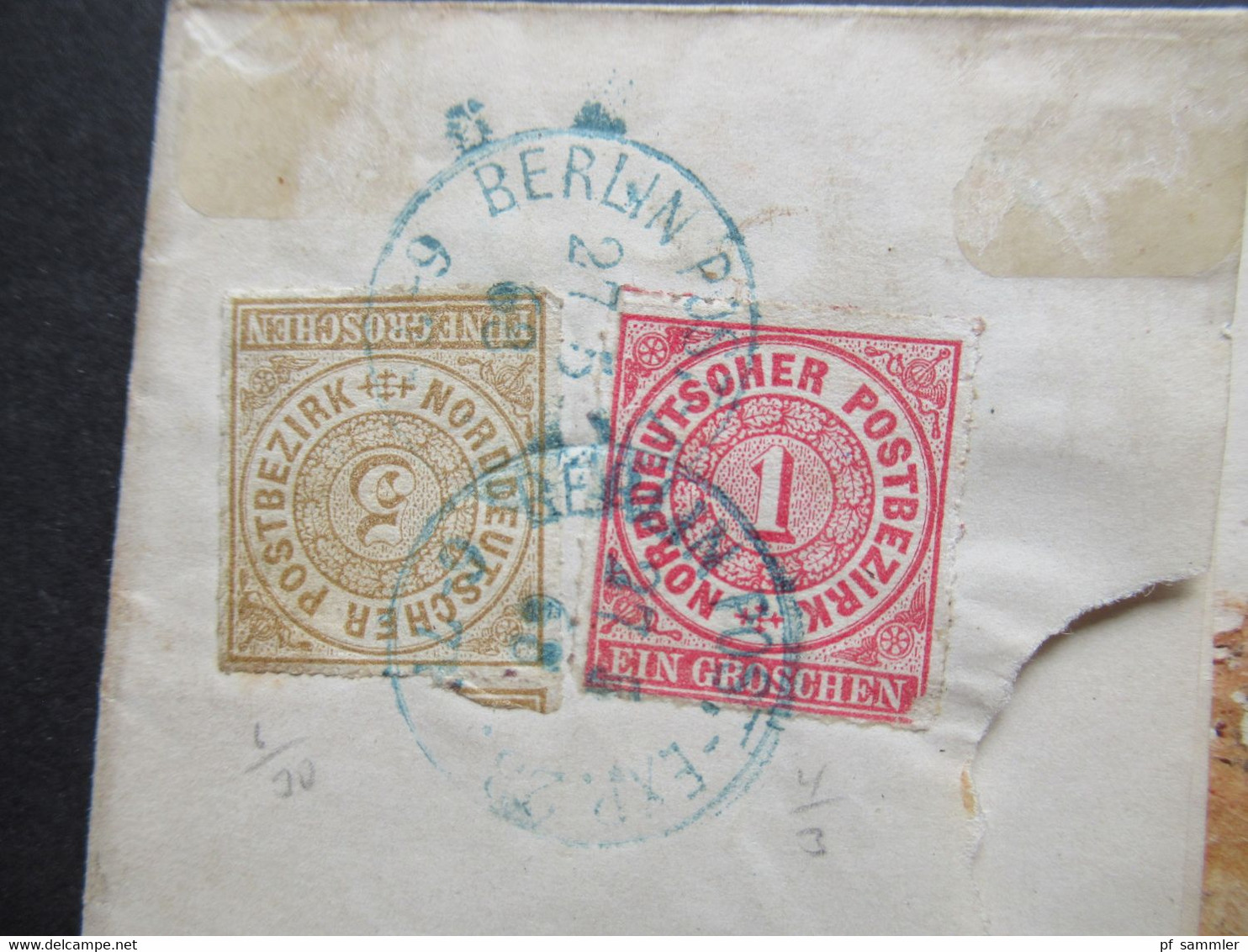 AD NDP 1868 Nr.4 Und 6 MiF Paketbegleitbrief Blaue Stempel Berlin Post Expedition Klebezettel Aus Berlin Nach Heidelberg - Cartas & Documentos