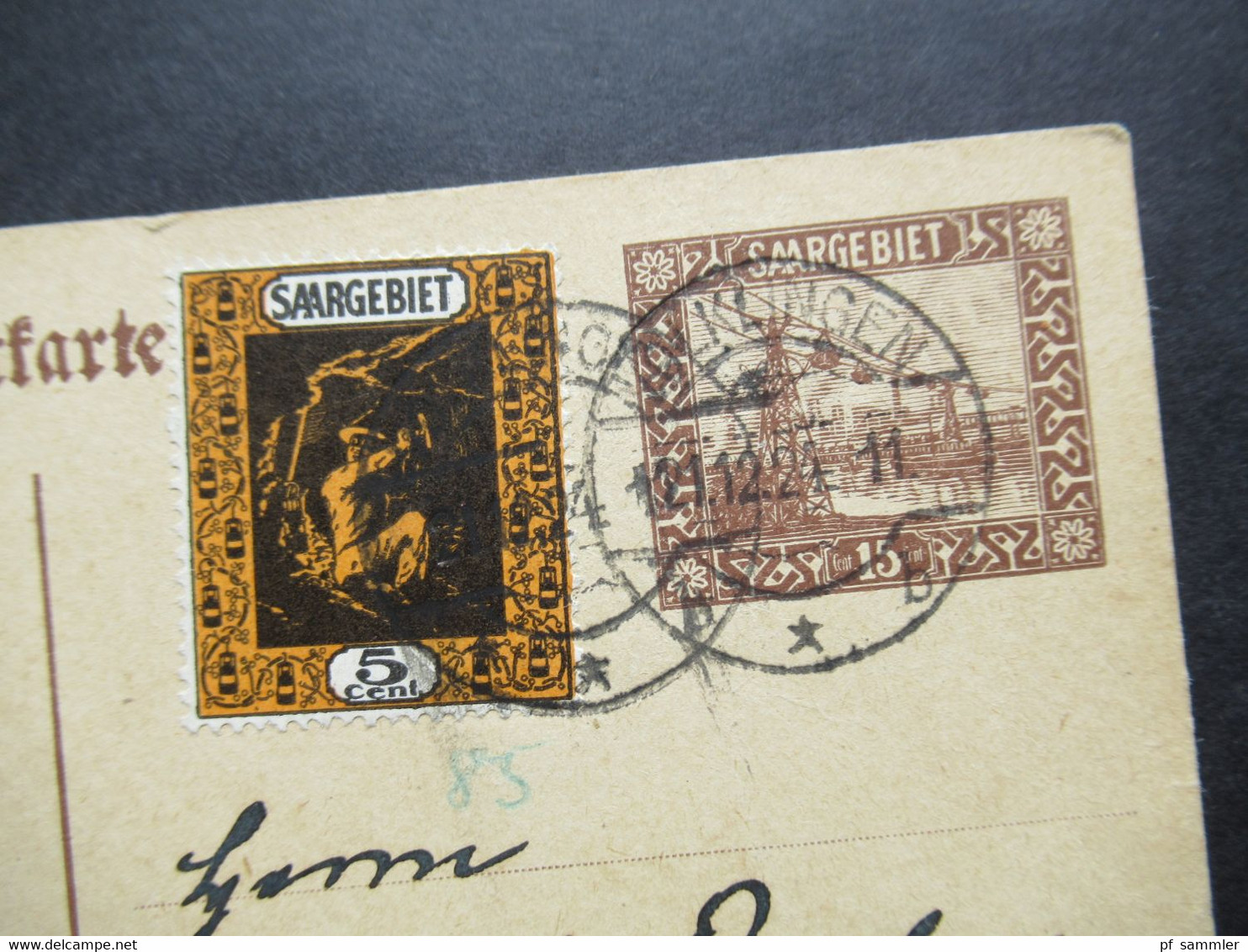 Saargebiet 1924 Ganzsache Mit Zusatzfrankatur Landschaftbilder Nr.85 Als Fern PK Völklingen Nach Aachen - Storia Postale