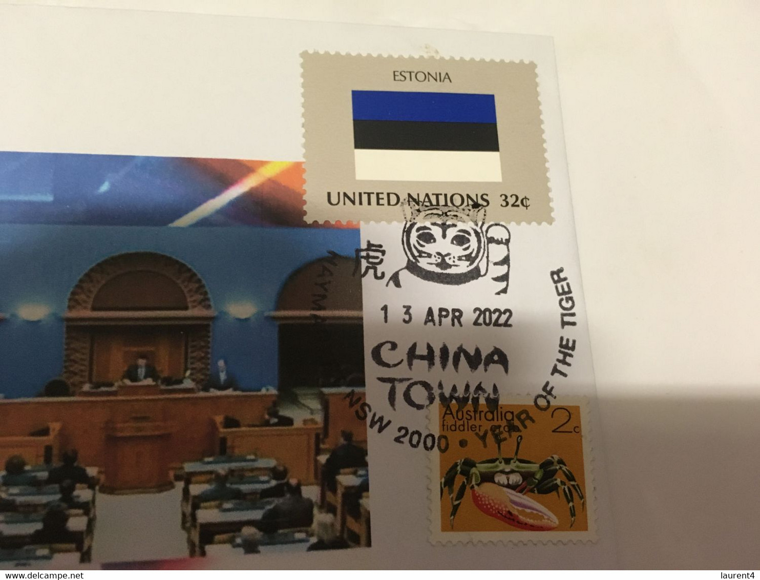 (5 H 7) UKRAINE President Address To Estonia Parliament (13th April 2022) With Estonia UN Flag Stamp - Storia Postale