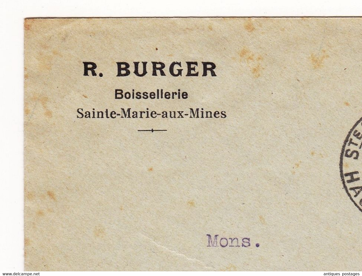 Lettre 1936 Sainte Marie Aux Mines Burger Boissellerie Haut Rhin Mulhouse - 1932-39 Frieden