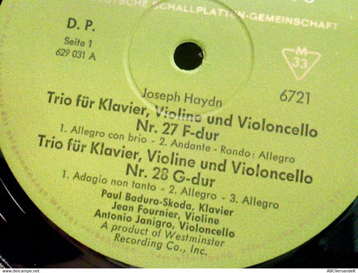 Joseph Haydn - Jean Fournier, Antonio Janigro, Paul Badura-Skoda  Klaviertrio Nr. 27 - 30 - Trios Für Klavier - Sport