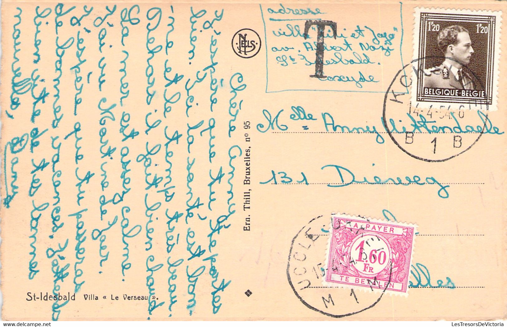 COB TX67 Sur Carte Postale De St Idesbald Villa Le Verseau - - Lettres & Documents