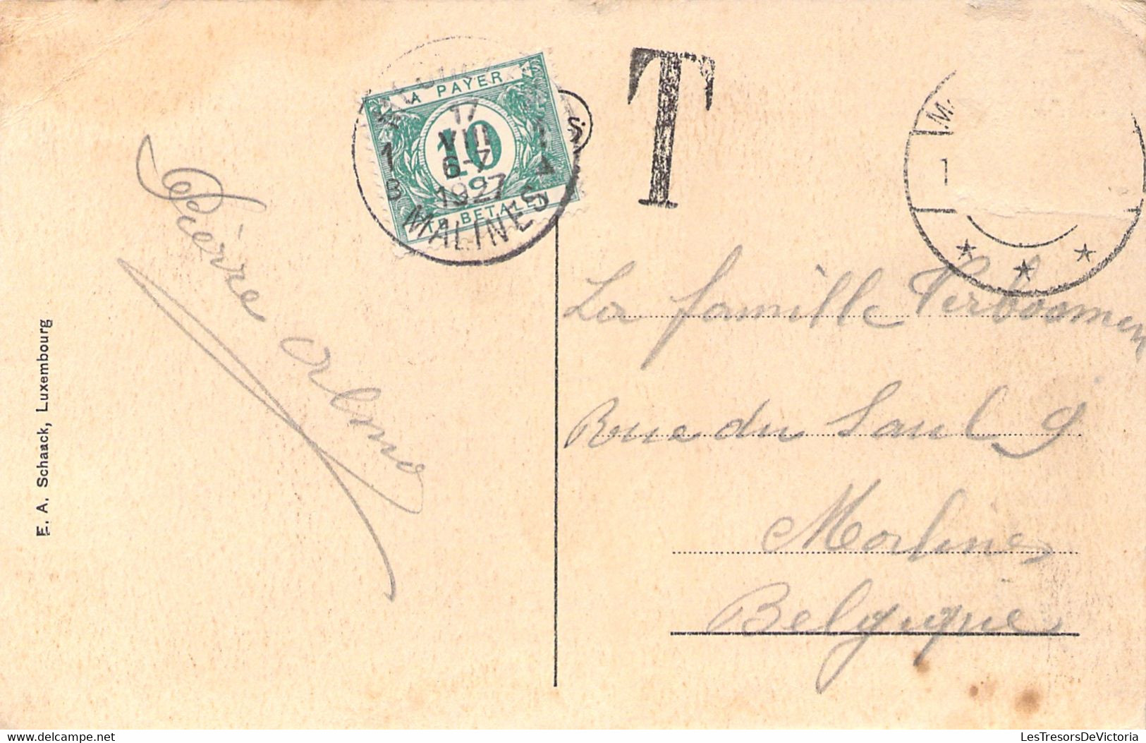 COB TX33 Sur Carte Postale De Montdorf Les Bains - Partie Du Parc Et Le Lac - Briefe U. Dokumente