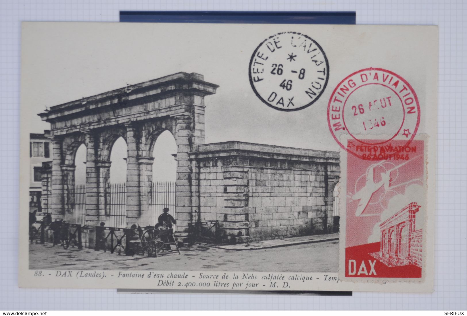 C1 FRANCE   BELLE CARTE  1946 MEETING D AVIATION DE DAX ++VIGNETTE +AFFRANC. PLAISANT - 1960-.... Briefe & Dokumente