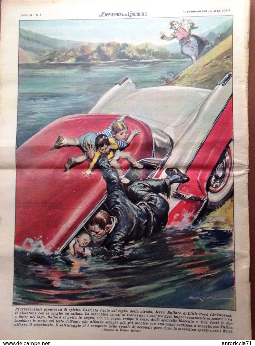 La Domenica Del Corriere 24 Febbraio 1957 Palmer Dischi Volanti Centrale Atomica - Other & Unclassified