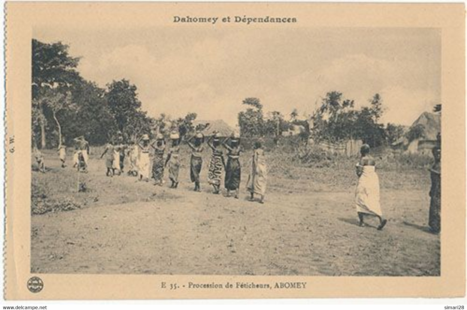 DAHOMEY ET DEPENDANCES - N°35 - PROCESSION DE FETICHEURS ABOMEY (CP DE CARNET) - Dahomey