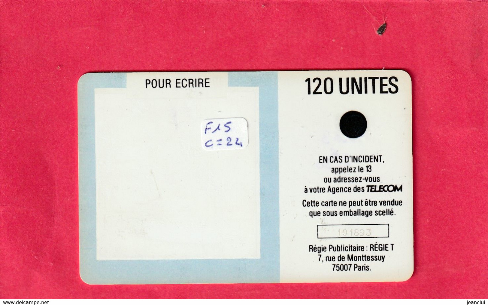 F 15 - CARTOT - 120 U - SC3 - COTE  =  24 €  .  2 SCANES - 1987