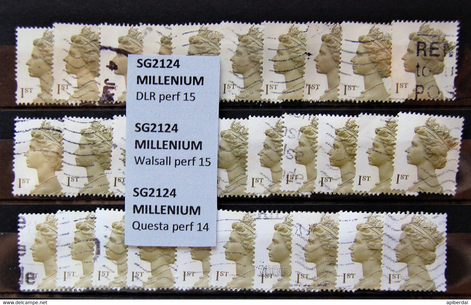 Great Britain - Machin SG2124 / 2124D Stamps 1st Millenium Differents Printing & Perforations * 10 (used) - Machins