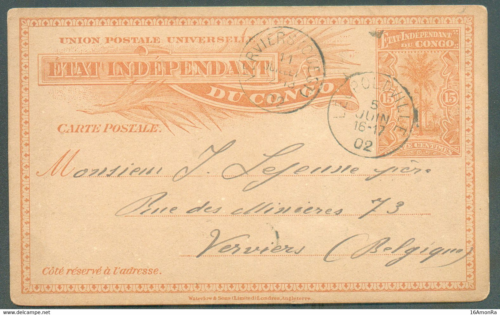 E.P. Carte 15centimes MOLS Datée De TU Et Obl. Sc LEOPOLDVILLE 5 Juin 1902 Vers Verviers (arr. 11 Juillet) - Superbe  - - Stamped Stationery