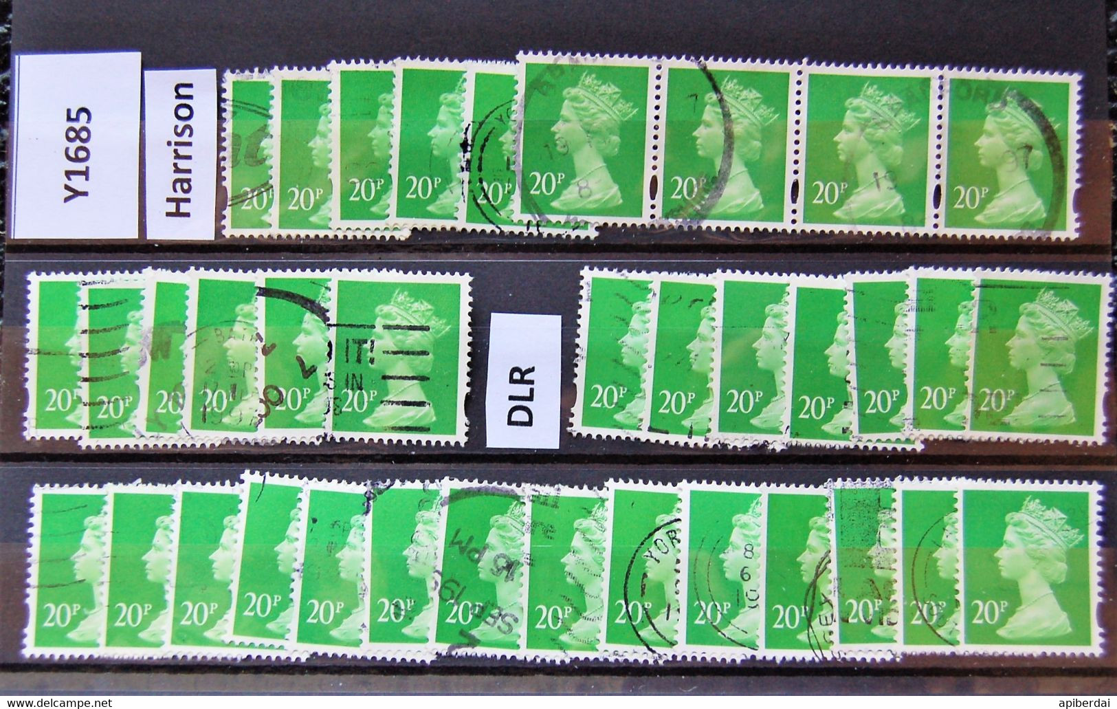 Great Britain - 35 Machin With 2 Differents Printing Y1685 20P Green Light Used - Série 'Machin'