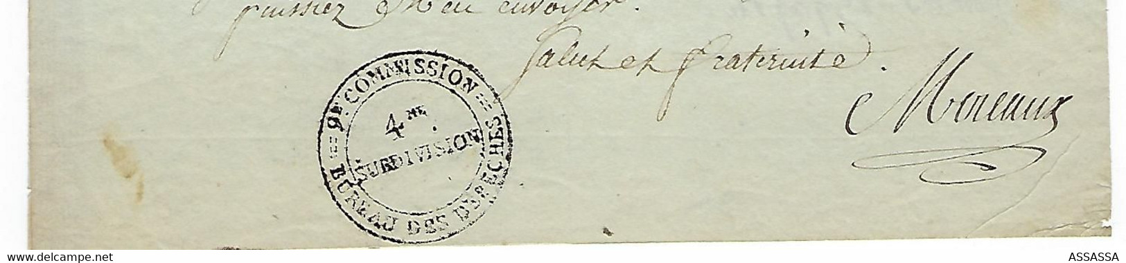 LUXEMBOURG - 1794 -ARMEE DE LA MOSELLE -TRES RARE - PAS D'ENVELOPPE DU Général Moreaux -Weiler La Tour Au Luxembourg ! - ...-1852 Prefilatelia