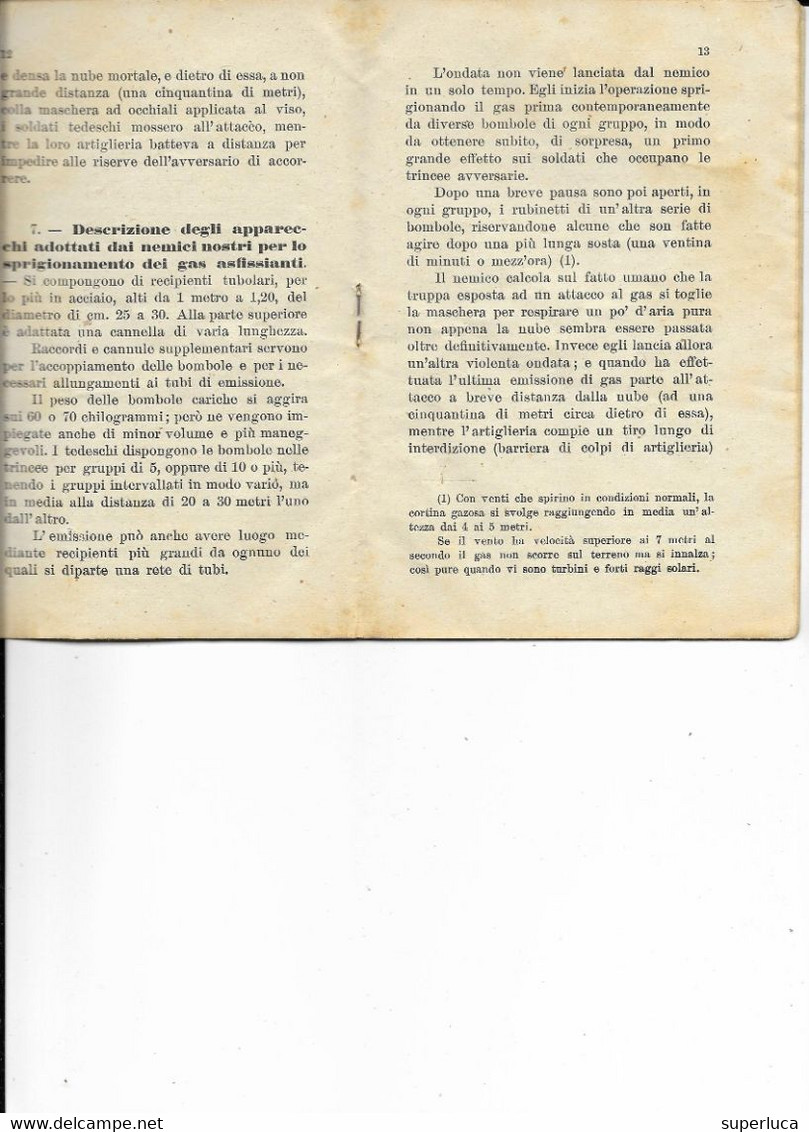 10-GLI ATTACCHI CON I GAS ASFISSIANTI-NOTIZIE SOMMARIE PER I MILITARI DI TRUPPA-LIBRETTO 1916 - Guerre 1914-18