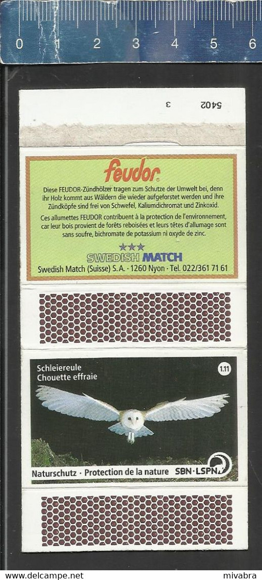SCHLEIEREULE - CHOUETTE EFFRAIE - KERKUIL - BARN OWL - MATCHBOX SKILLET FEUDOR SWEDISH MATCH SUISSE - Matchbox Labels