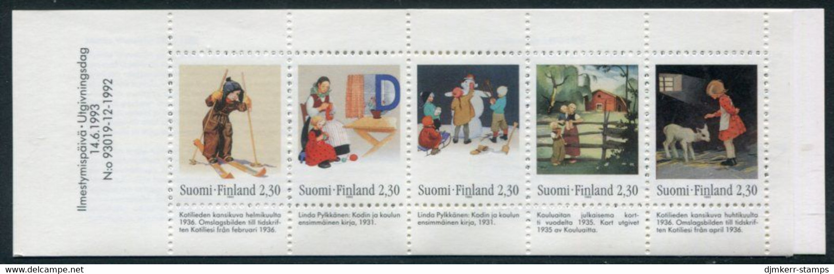 FINLAND 1993 Wendelin Centenary Booklet MNH / **.  Michel  1218-22 - Unused Stamps