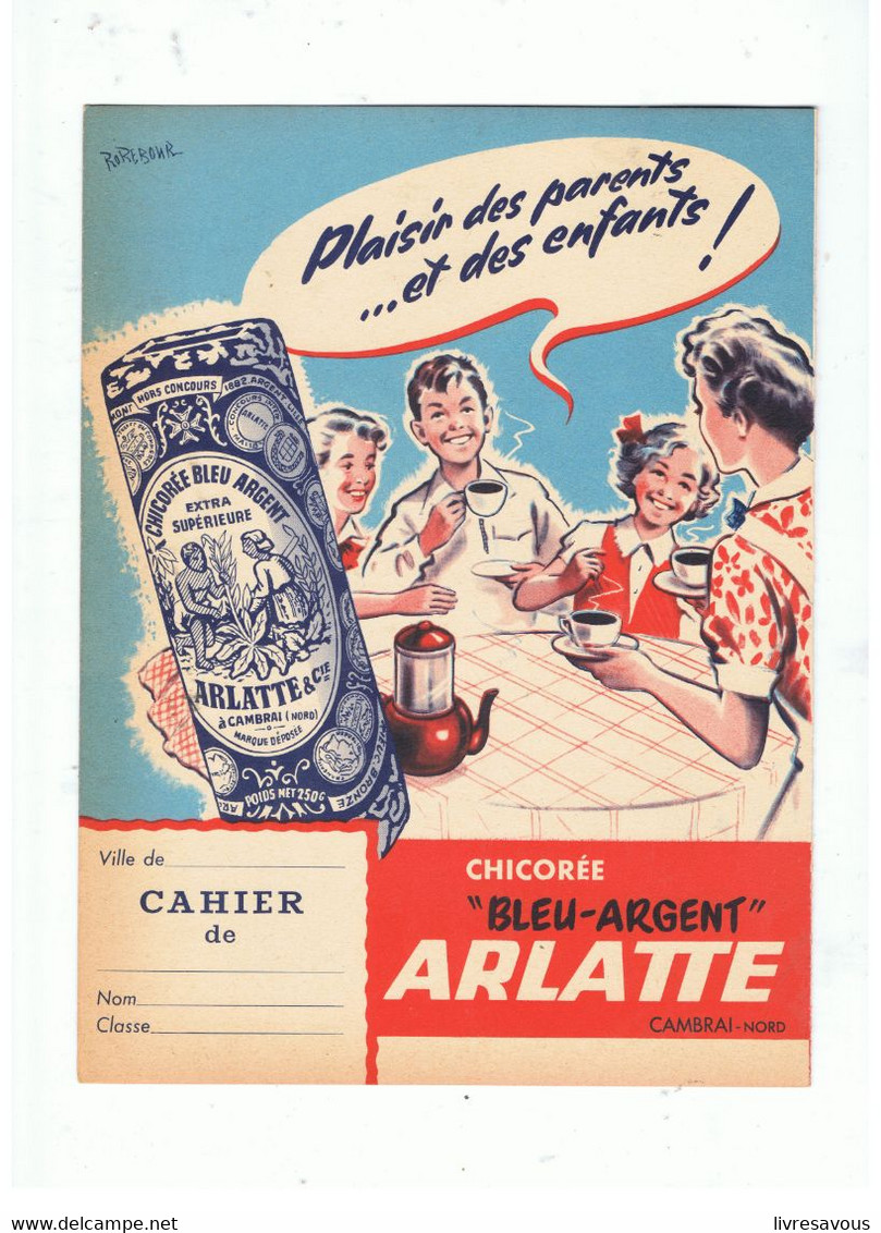 Protège Cahier CHICORÉE "BLEU-ARGENT" ARLATTE CAMBRAI - Protège-cahiers