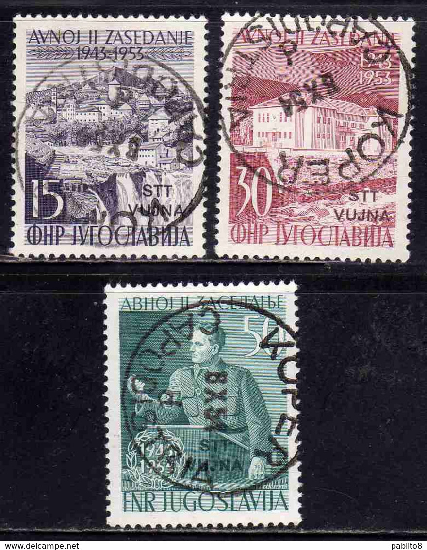 TRIESTE B 1953 SOPRASTAMPATO DI JUGOSLAVIA YUGOSLAVIA PARLAMENTO DI JAICE PARLIAMENT FULL SET SERIE USATA USED OBLITER - Usados