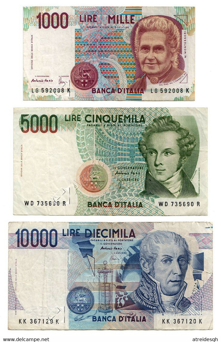 [Q] Italy 1984-1990: Lot Of 3 Banknotes - Collections