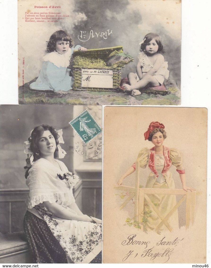 TRES BON LOT DE 220 CPA FANTAISIES. AVEC DE T.BELLES CARTES RARES. B.ETAT GENERAL .VOIR SCAN ET DESC.