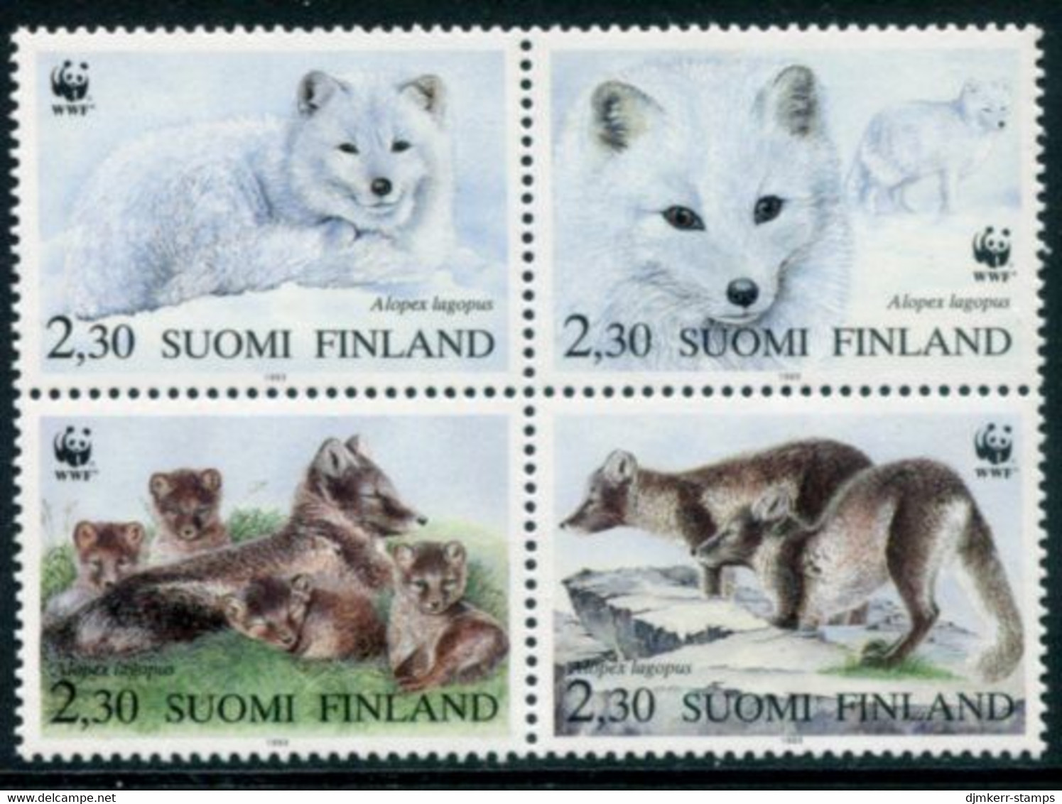 FINLAND 1993 WWF: Arctic Fox MNH / **.  Michel  1202-05 - Nuovi