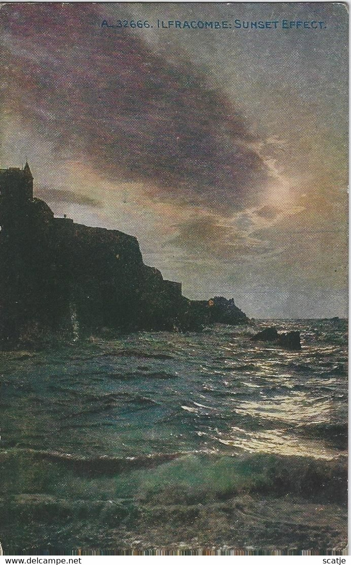 Lfracombe:   -   Sunset Effect   -   Litho   -   1915   Naar   Newport - Ilfracombe