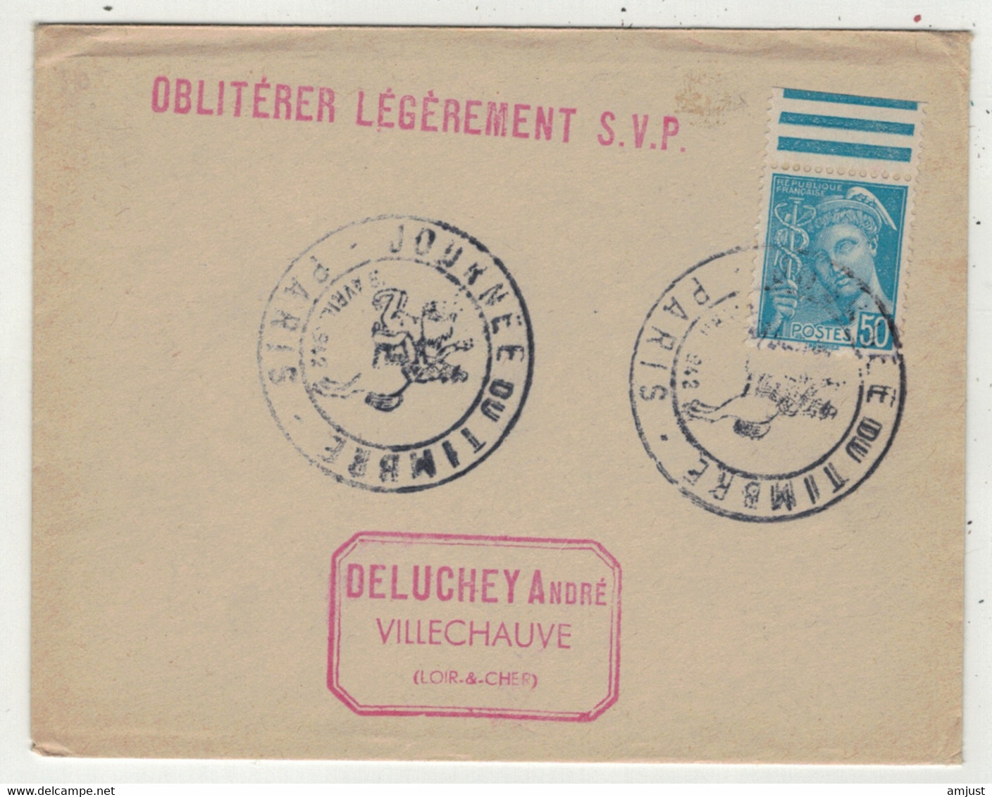 France // 1931-1940 // Lettre De La Journée Du Timbre à Paris Avril 1942 - Cartas & Documentos