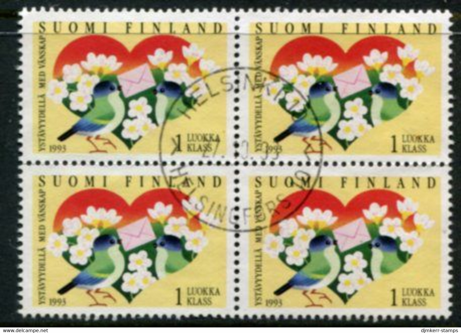 FINLAND 1993 Greetings Stamp Block Of 4  Used.  Michel  1198 - Oblitérés