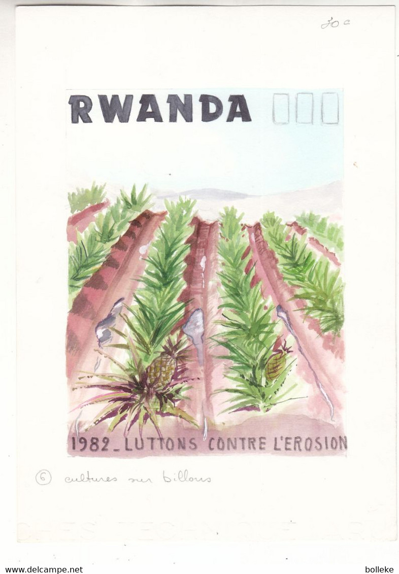 Rwanda - COB 1160 - Dessin Polychrome Signé Jean Van Noten - Luttons Contre L'érosion - Document Unique - Lettres & Documents