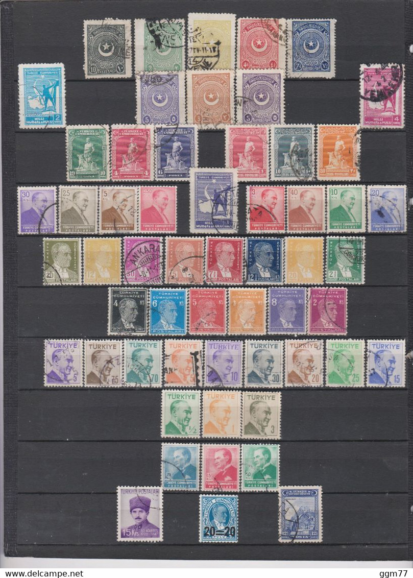 112 TIMBRES TURQUIE OBLITERES & NEUFS**&* + SANS GOMME DE 1923 à 1959   Cote : 30,40 € - Used Stamps