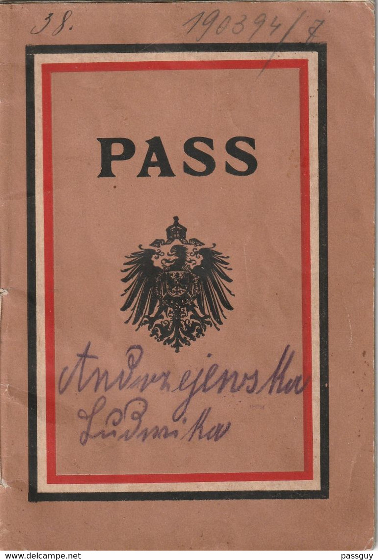 GERMANY Passport 1915 ALLEMAGNE  Passeport - Reisepaß - Historical Documents