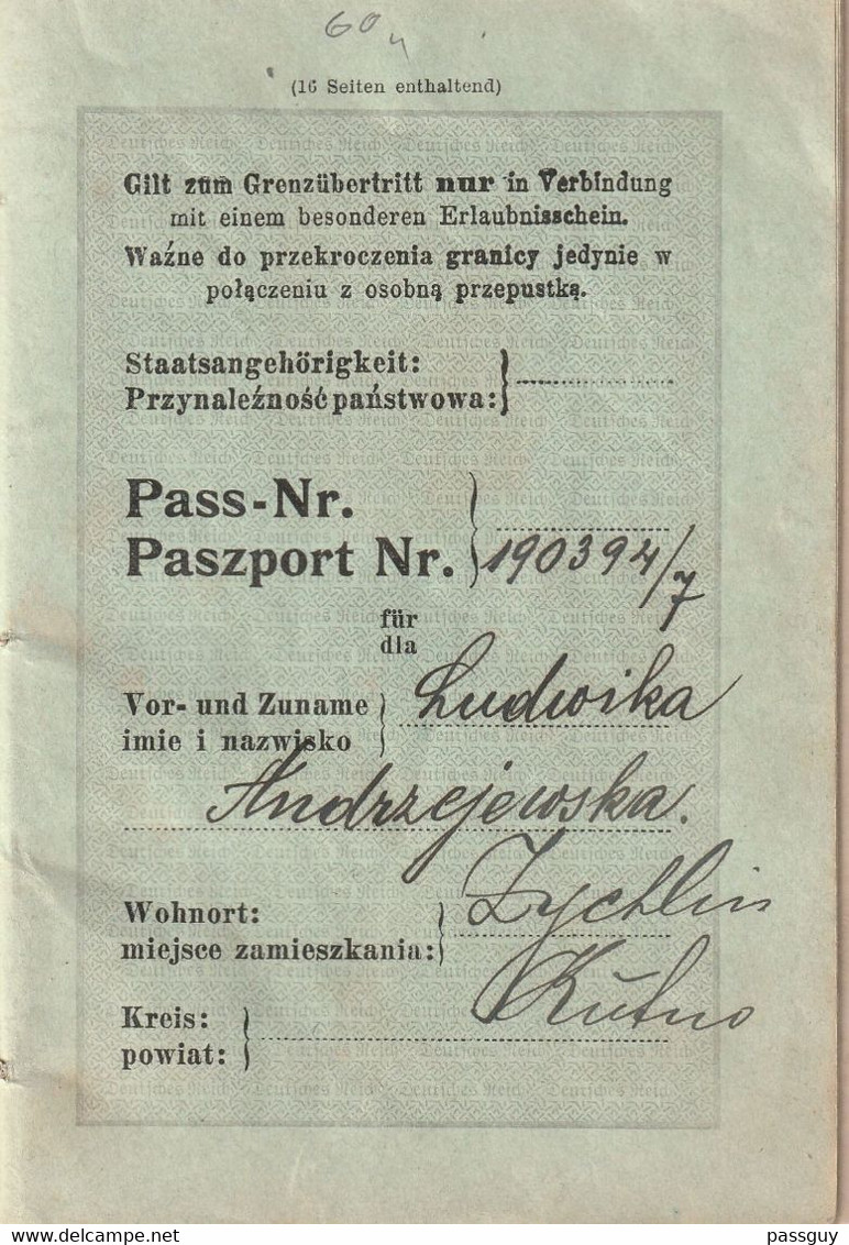 GERMANY Passport 1915 ALLEMAGNE  Passeport - Reisepaß - Historical Documents