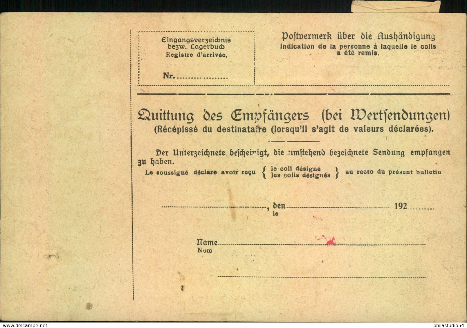 1923, Auslanspaketkarte Ab "BARMEN-3 18.8.23" Mit Barfrankatur Nach LUZERN - Lettres & Documents