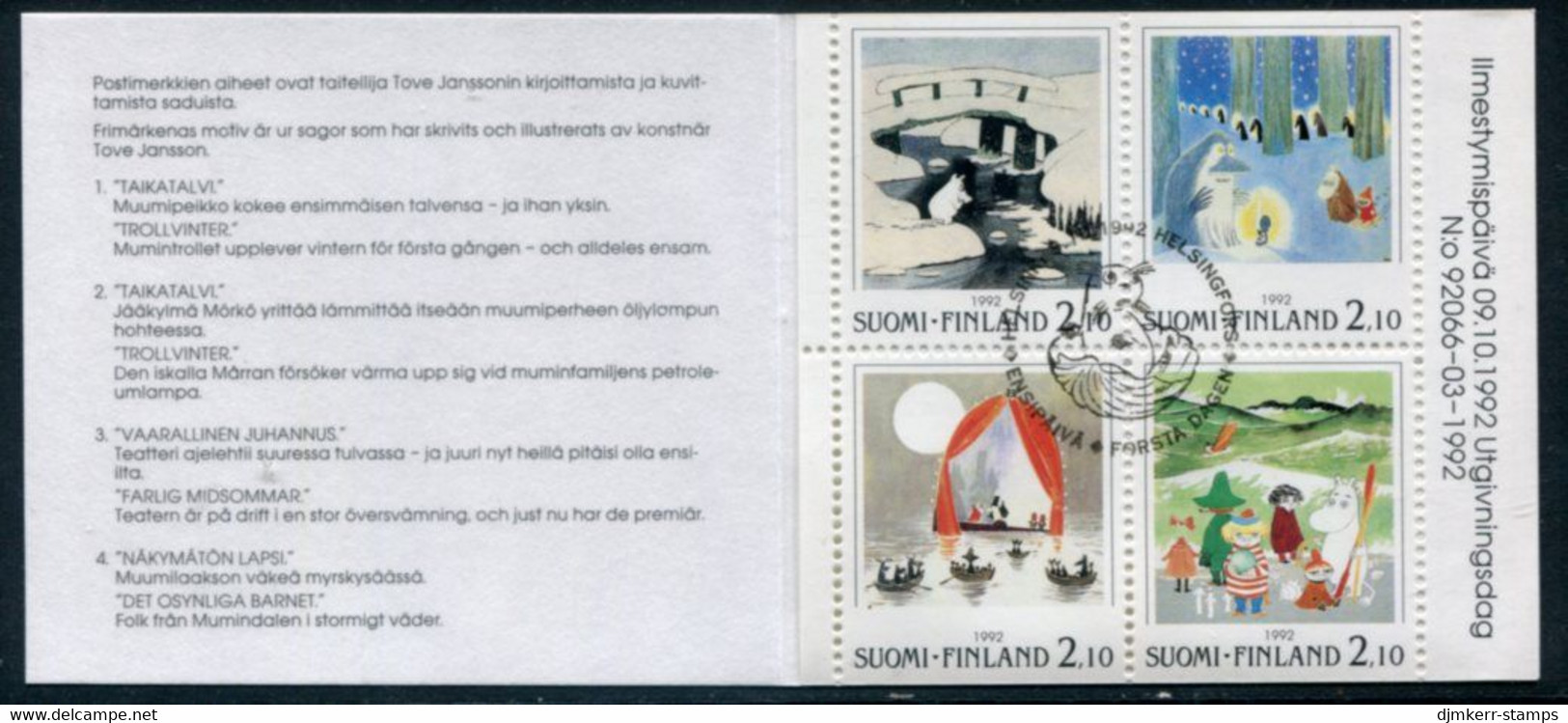 FINLAND 1992 Moomins I Booklet  Used.  Michel 1189-92 - Gebruikt