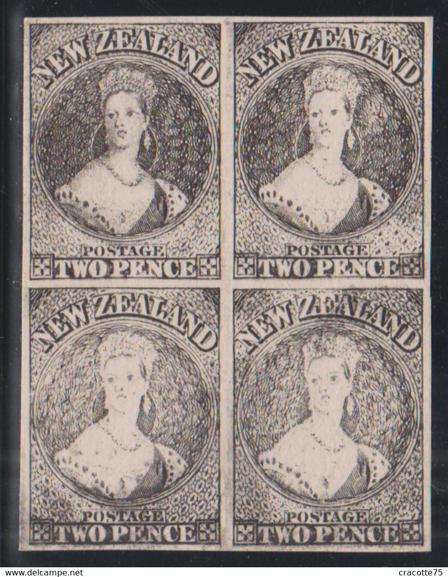 NOUVELLE-ZELANDE - REINE VICTORIA - Réimpression En BLOC De 4. Portrait De Chalon. - Unused Stamps