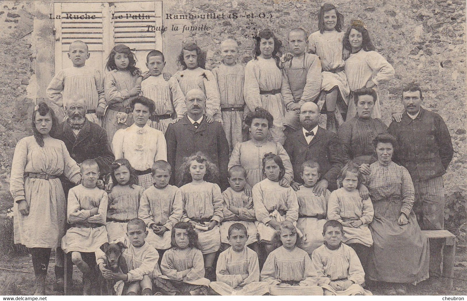 78. RAMBOUILLET. LE PATIS. CPA . ECOLE PRIVEE " LA RUCHE ".PHOTO; TOUTE LA FAMILLE. ANNEE 1908. + TEXTE - Rambouillet