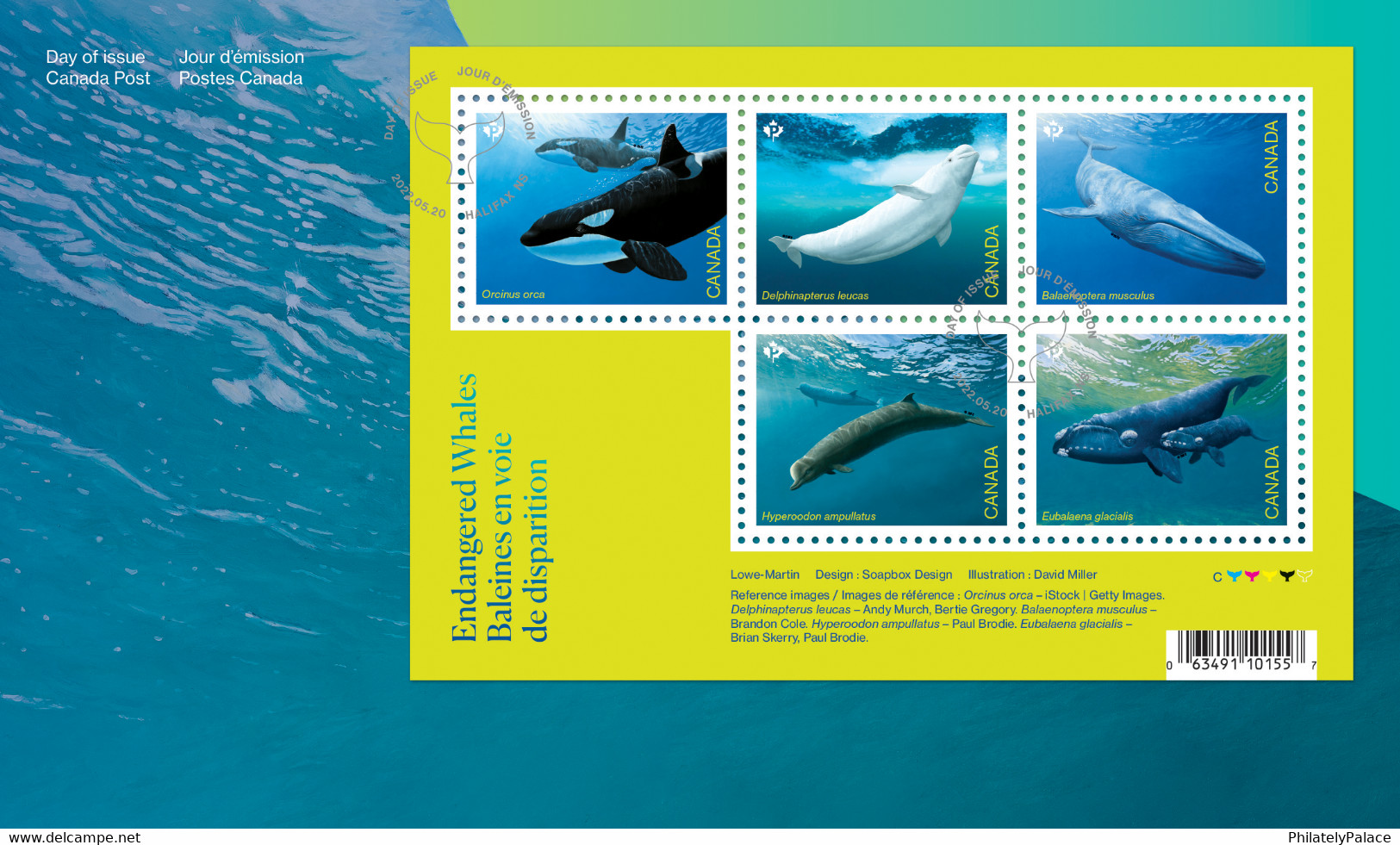 CANADA 2022 New ** Endangered Whales: Marine Mammals, Fauna MS FDC  (**) - Lettres & Documents