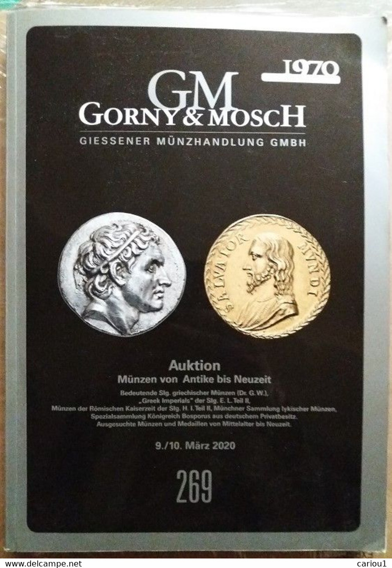 C1  Gorny Mosch CATALOGUE MONNAIES ANTIQUES Et MODERNES # 269 2020 - Livres & Logiciels