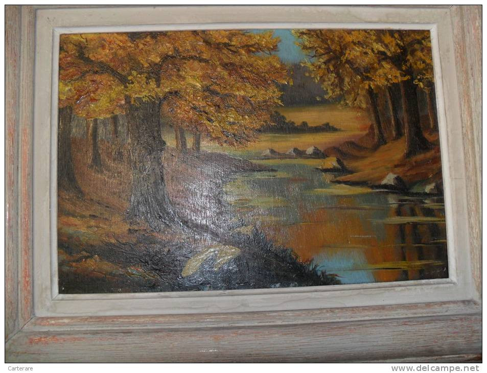 ART,peinture Sur Panneau Bois Originale 1947,peinture,BAIARD,paysage Isere,ruisseau,montagne,campagne,tableau - Oleo