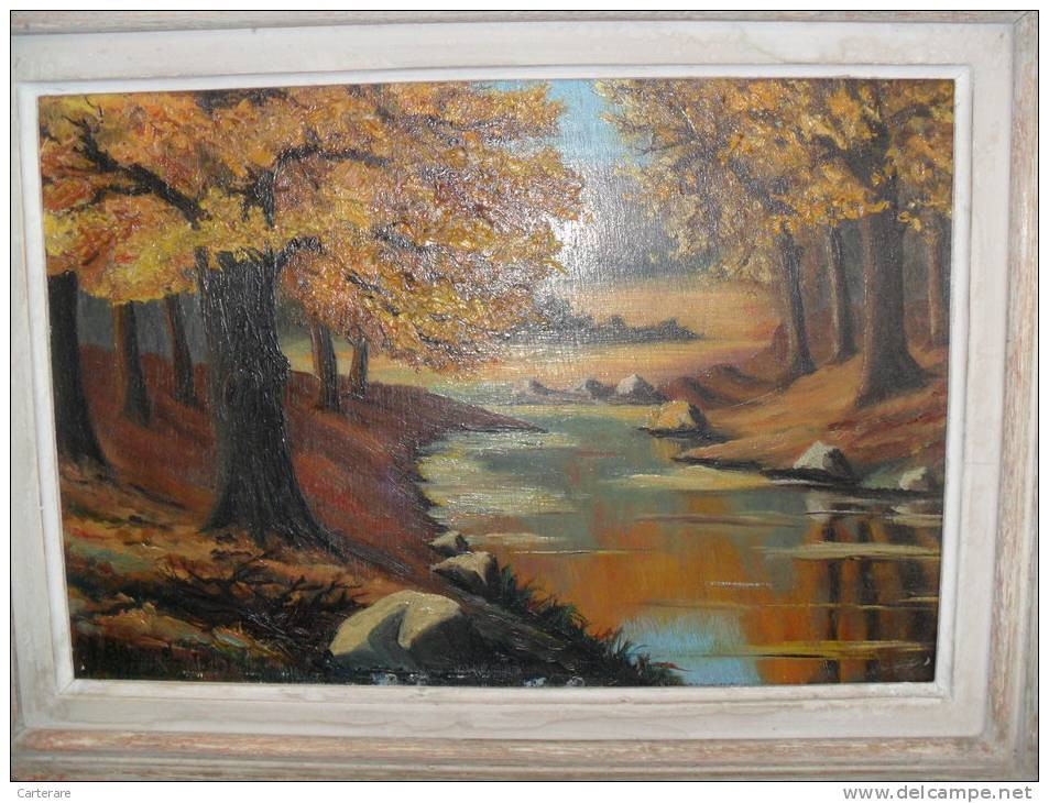 ART,peinture Sur Panneau Bois Originale 1947,peinture,BAIARD,paysage Isere,ruisseau,montagne,campagne,tableau - Olieverf