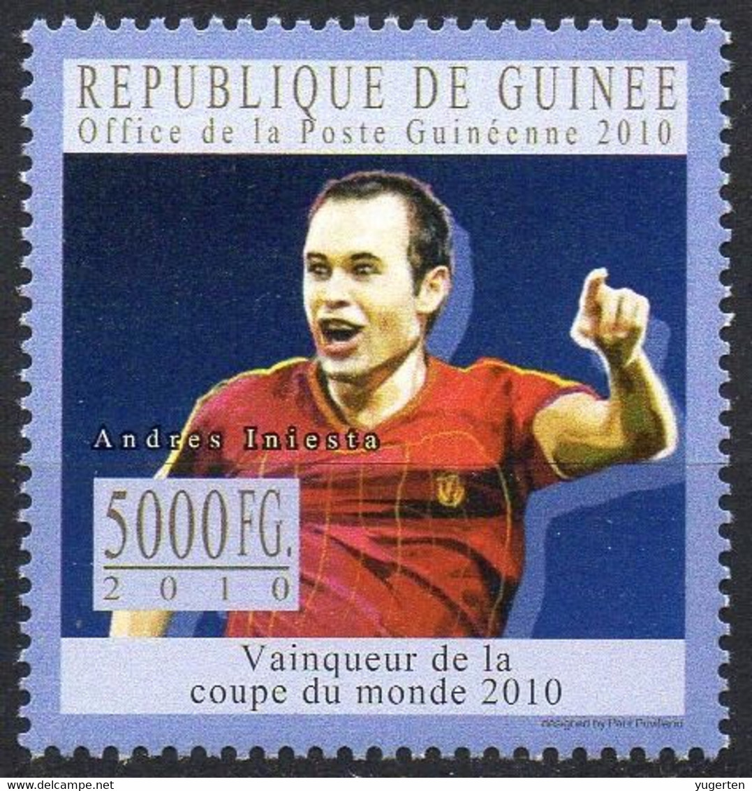 GUINEA 2010 - 1v - MNH - Andres Iniesta Spain Football Player Fußball Fútbol Soccer Calcio Voetbal Futebol Barcelona - 2010 – South Africa