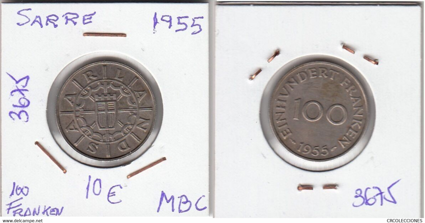 E3675 MONEDA SARRE 100 FRANKEN 1955 MBC 10 - Other & Unclassified