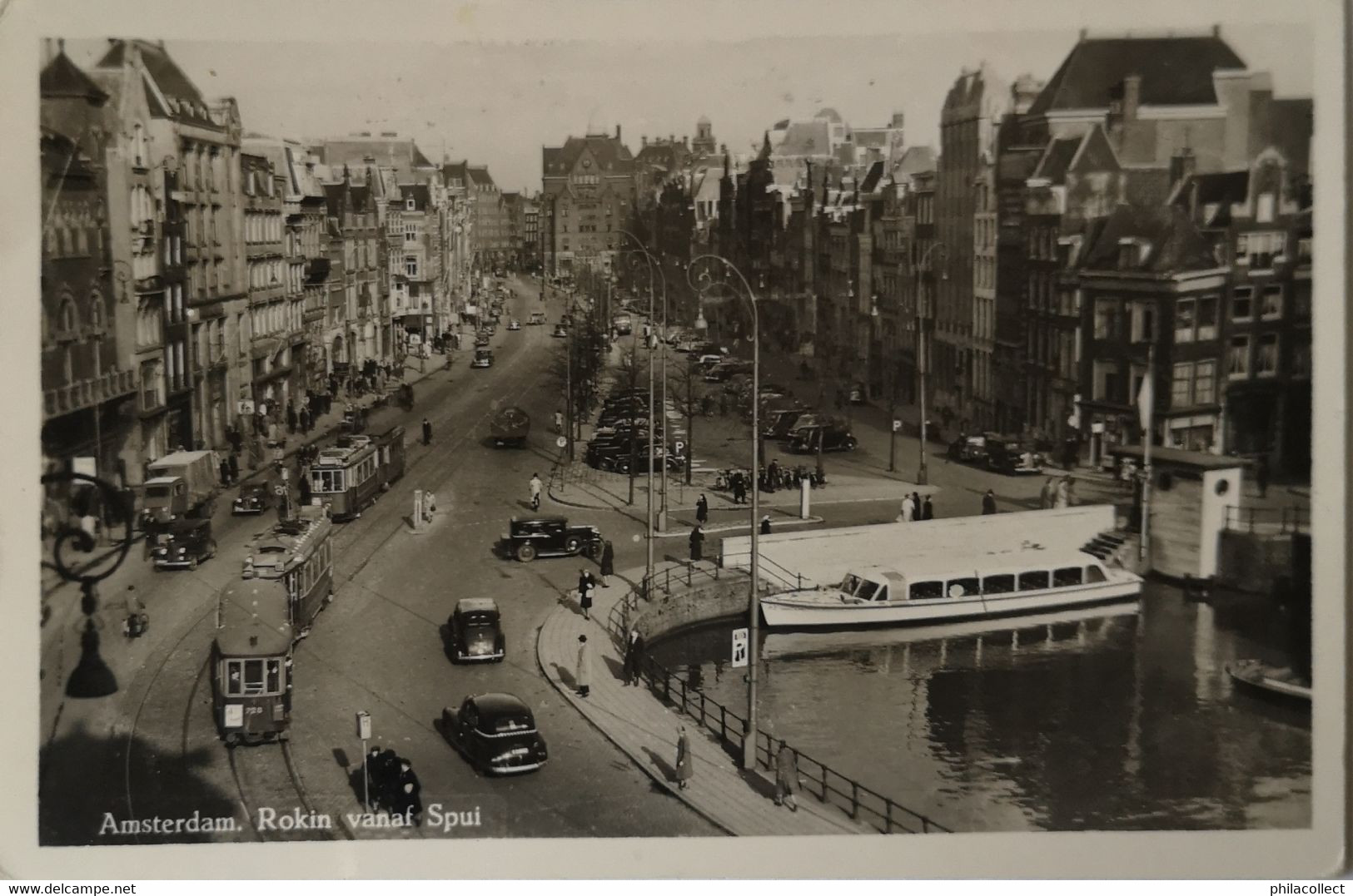 Amsterdam // Rokin Vanaf Spui Met Fraaie Trams En Rondvaart Boot) 1953 - Amsterdam