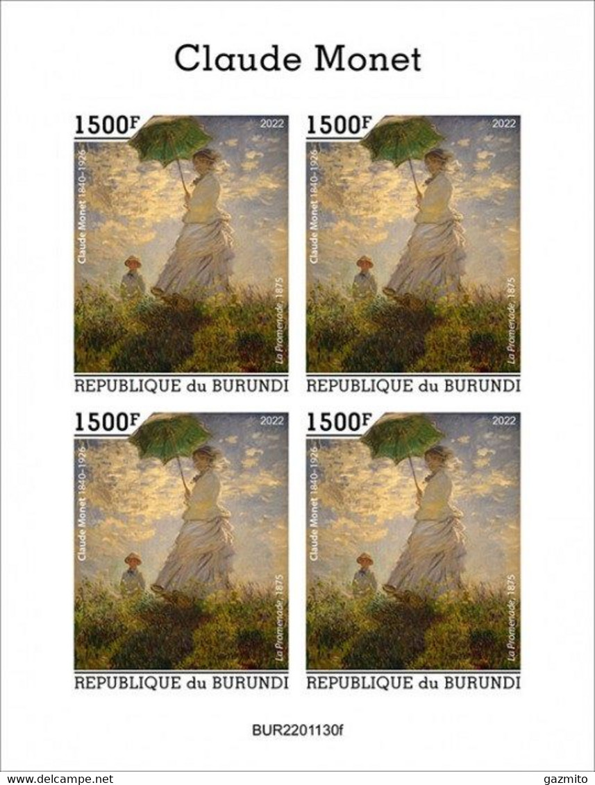 Burundi 2022, Art, Monet II, 4val In BF IMPERFORATED - Neufs