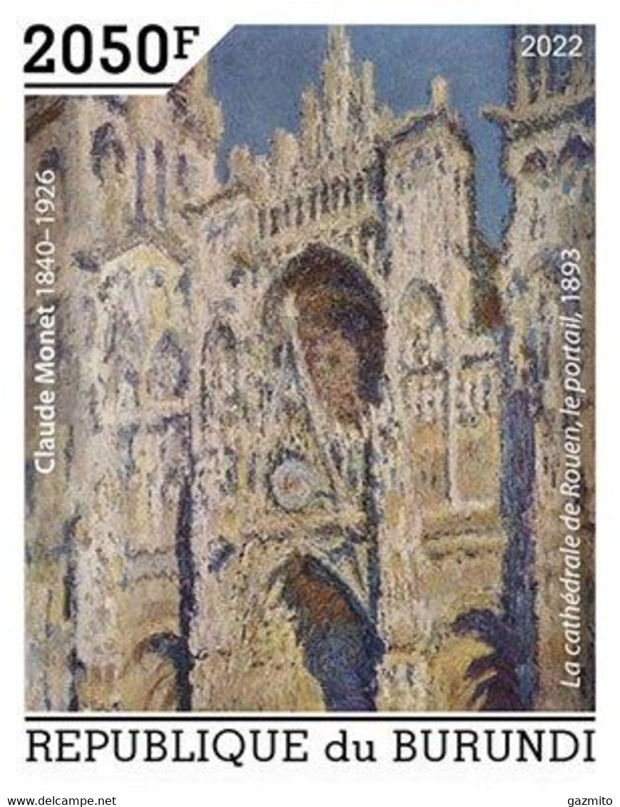 Burundi 2022, Art, Monet III, Cathedral, 1val IMPERFORATED - Ongebruikt