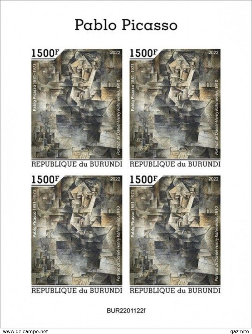 Burundi 2022, Art, Picasso II, 4val In BF IMPERFORATED - Ungebraucht